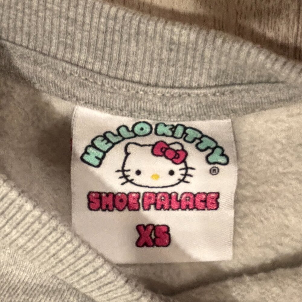 🎀 Hello Kitty x Shoe Palace Embossed Sweatshirt XS Gray Minimal Sanrio Crewneck - Picture 8 of 15